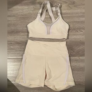 Ryderwear Collide butter high waisted booty shorts with mesh contour sport bra